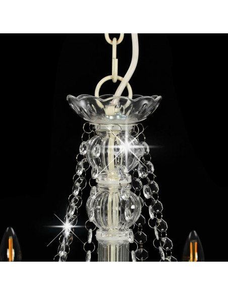 Lampadario con Perline Bianco 8 Lampadine E14