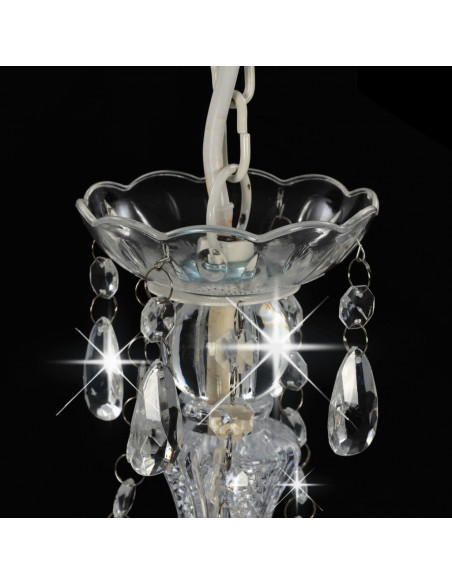 Lampadario con Perline Bianco Tondo 3 E14