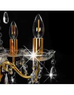 Lampadario con Perline di Cristallo Dorato Tondo 5 E14