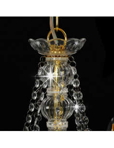 Lampadario con Perline Dorato 8 Lampadine E14