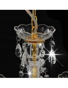 Lampadario con Perline Dorato Tondo 3  E14