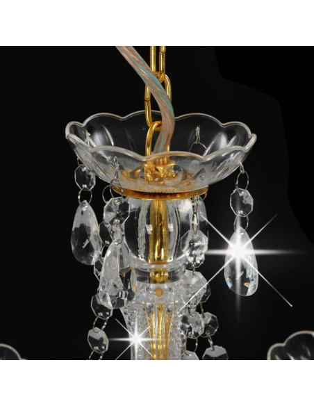 Lampadario con Perline Dorato Tondo 3  E14