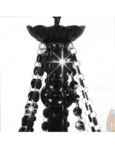 Lampadario con Perline Nero 12 Lampadine E14