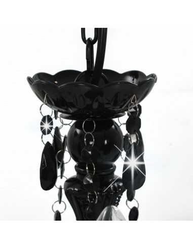 Lampadario con Perline Nero Tondo 3 E14
