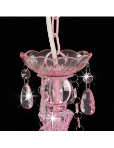 Lampadario con Perline Rosa Tondo 3 E14