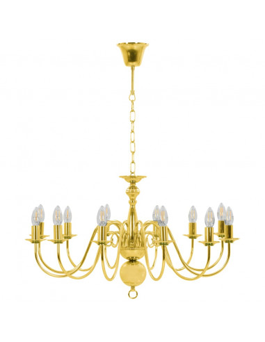 Lampadario Dorato per 12 Lampadine E14