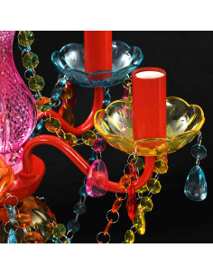 Lampadario in Cristallo 5 Lampadine Multicolore