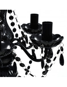 Lampadario in Cristallo con 5 Lampadine Nero