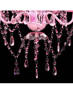 Lampadario in Cristallo con 5 Lampadine Rosa