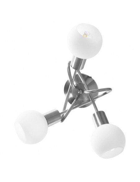 Lampadario Paralume in Ceramica a Coppa Bianco 3 Lampadine E14