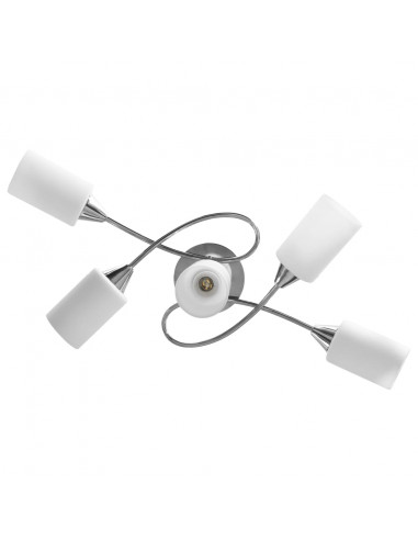 Lampadario Paralumi in Ceramica 5 Lampadine E14 Bianco a Cono