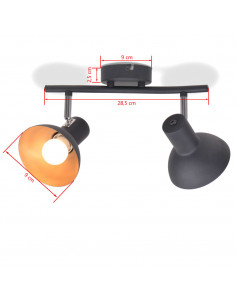 Lampadario per 2 Lampadine E27 Nero e Oro