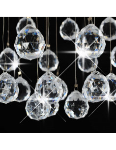 Lampadario Perle di Cristallo a Sfera Argento 3  Lampadine G9