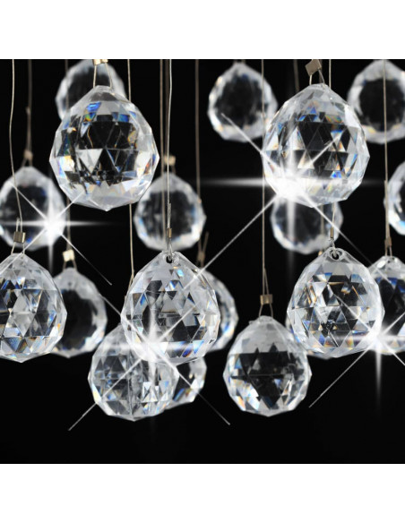 Lampadario Perle di Cristallo a Sfera Argento 3  Lampadine G9