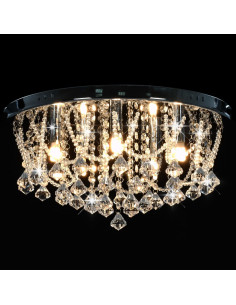 Lampadario Perle di Cristallo Argento Rotondo 4  Lampadine G9