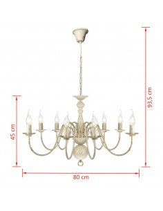Lampadario Stile Antico Metallo Bianco 8 Lampadine E14