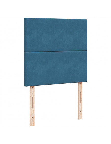 Giroletto a Molle con Materasso Blu Scuro 90x190 cm in Velluto