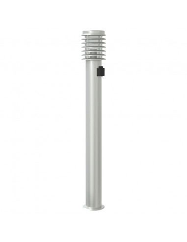 Lampade da Terra Esterni con Presa 3 pz Argento 110 cm Acciaio