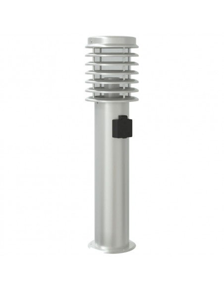 Lampade da Terra Esterni con Presa 3 pz Argento 60 cm Acciaio