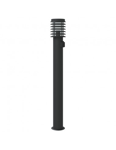 Lampade da Terra per Esterni con Presa 3 pz Nere 110 cm Acciaio