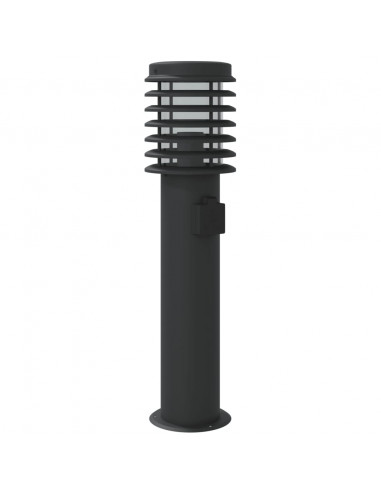 Lampade da Terra per Esterni con Presa 3 pz Nere 60 cm Acciaio