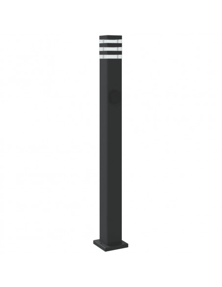 Lampade da Terra per Esterni con Presa 3pz Nere 110cm Alluminio