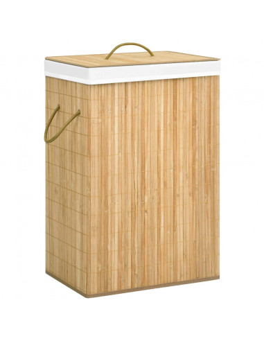 Cesto Portabiancheria in Bambù a 2 Sezioni 72 L
