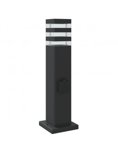 Lampade da Terra per Esterni con Presa 3pz Nere 50 cm Alluminio