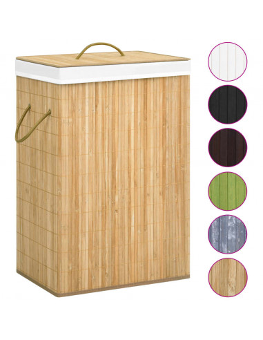 Cesto Portabiancheria in Bambù a 2 Sezioni 72 L
