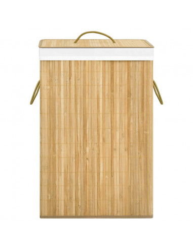 Cesto Portabiancheria in Bambù a 2 Sezioni 72 L