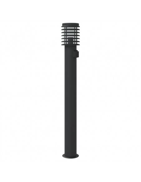 Lampade Terra per Esterni con Presa 3pz Nere 110cm Acciaio Inox