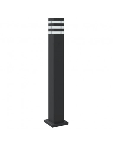 Lampade Terra per Esterni con Sensori 3pz Nere 80cm Alluminio