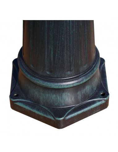 Lampione da Giardino 3 Bracci 230 cm Verde Scuro/Nero Aluminio