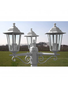 Lampione da Giardino a 3 Bracci 215 cm in Alluminio Bianco