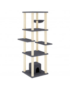 Albero per Gatti con Tiragraffi in Sisal Grigio Scuro 154 cm 2