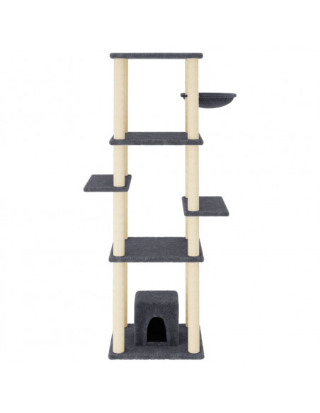 Albero per Gatti con Tiragraffi in Sisal Grigio Scuro 154 cm
