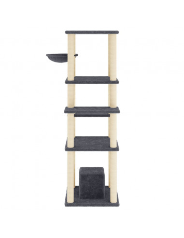 Albero per Gatti con Tiragraffi in Sisal Grigio Scuro 154 cm