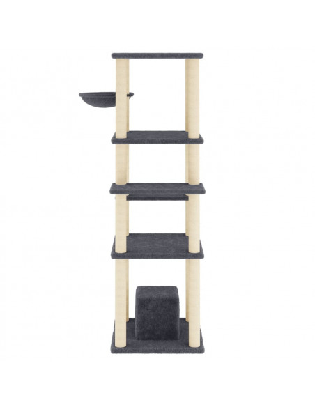 Albero per Gatti con Tiragraffi in Sisal Grigio Scuro 154 cm