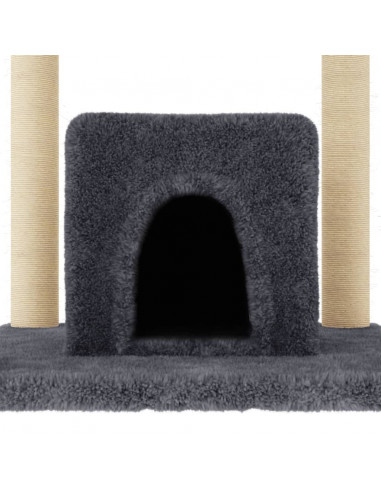 Albero per Gatti con Tiragraffi in Sisal Grigio Scuro 154 cm
