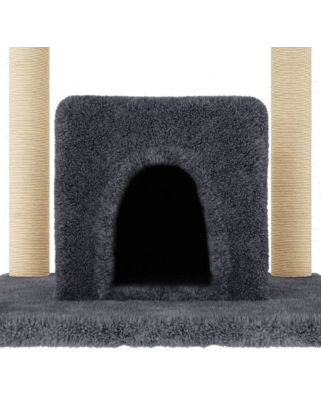 Albero per Gatti con Tiragraffi in Sisal Grigio Scuro 154 cm