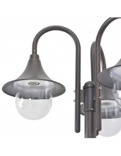 Lampione da Giardino E27 220 cm Alluminio 3 Lampade Bronzo