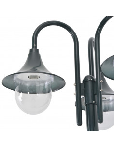 Lampione da Giardino E27 220 cm Alluminio 3 Lampade Verde Scuro