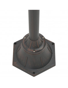 Lampione da Giardino E27 220 cm in Alluminio 2 Lampade Bronzo