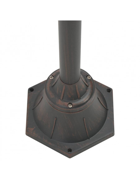 Lampione da Giardino E27 220 cm in Alluminio 2 Lampade Bronzo