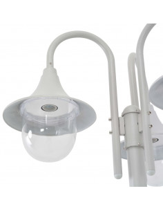 Lampione da Giardino E27 220 cm in Alluminio 3 Lampade Bianco