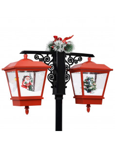 Lampione Natalizio con Babbo Natale Nero Rosso 81x40x188 cm PVC