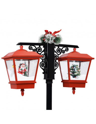 Lampione Natalizio con Babbo Natale Nero Rosso 81x40x188 cm PVC
