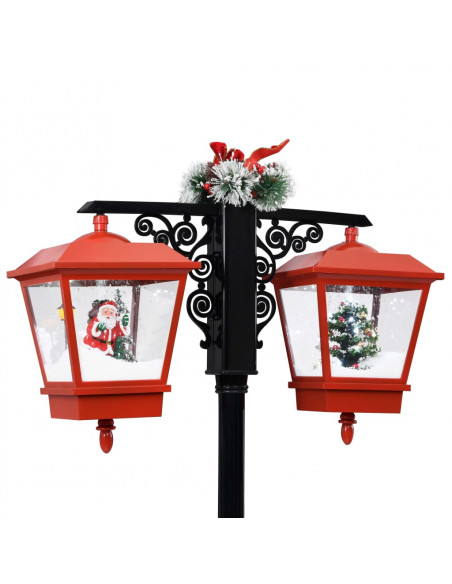 Lampione Natalizio con Babbo Natale Nero Rosso 81x40x188 cm PVC