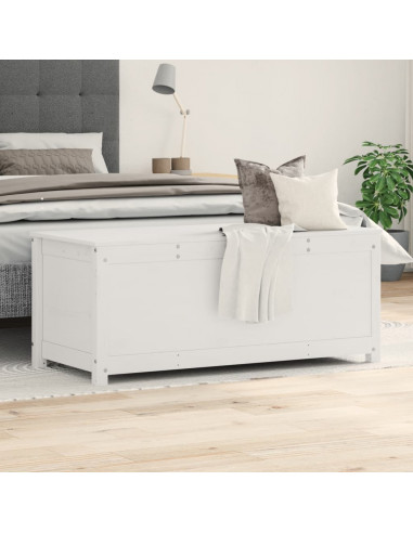 Contenitore Portaoggetti Bianco 110x50x45,5cm Massello di Pino