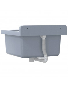 Lavabo a Parete Grigio 40x40x24 cm in Resina
